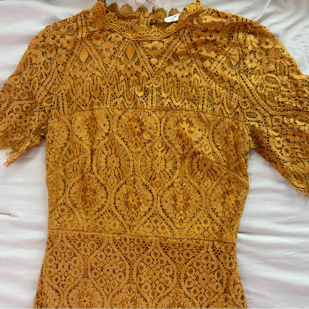 Mustard Yellow Lace Dress